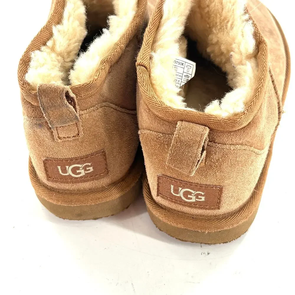 Ugg Classic Shortie Suede Boots 5.5 Womens Tan Camel Shearling 4 Kids Girls